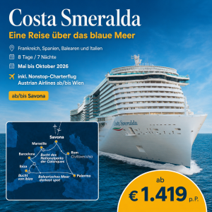 Mittelmeer mit Costa Smeralda direkt ab Wien