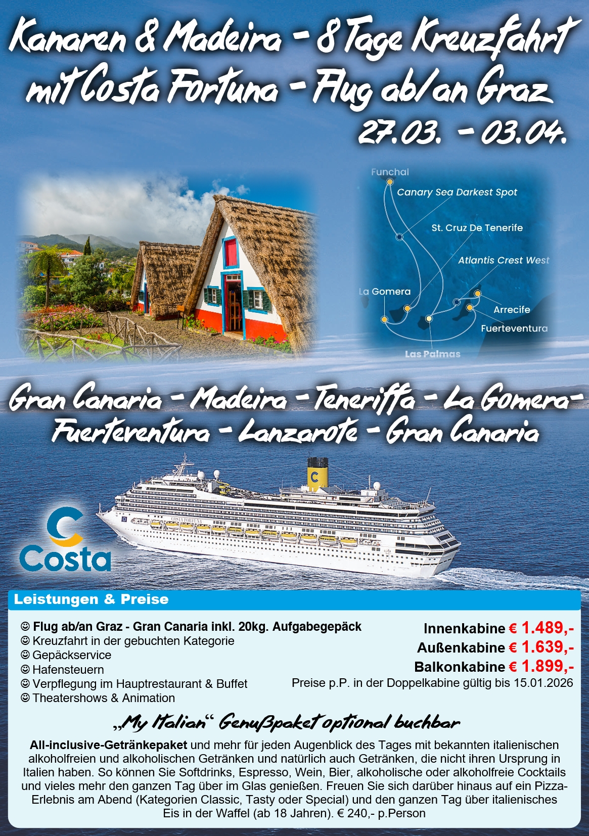 Kanaren & Madeira mit Costa Fortuna ab/an Graz – Bild 9