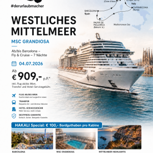 MSC Grandiosa mit Flug & Bordgutgaben
