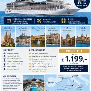 MSC SPLENDIDA – Mediterrane Schätze zwischen Spanien, Frankreich, Italien und Malta