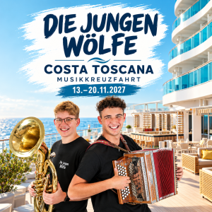 Die jungen Wölfe auf der Costa Toscana – Musikkreuzfahrt vom 13. bis 20. November 2027.